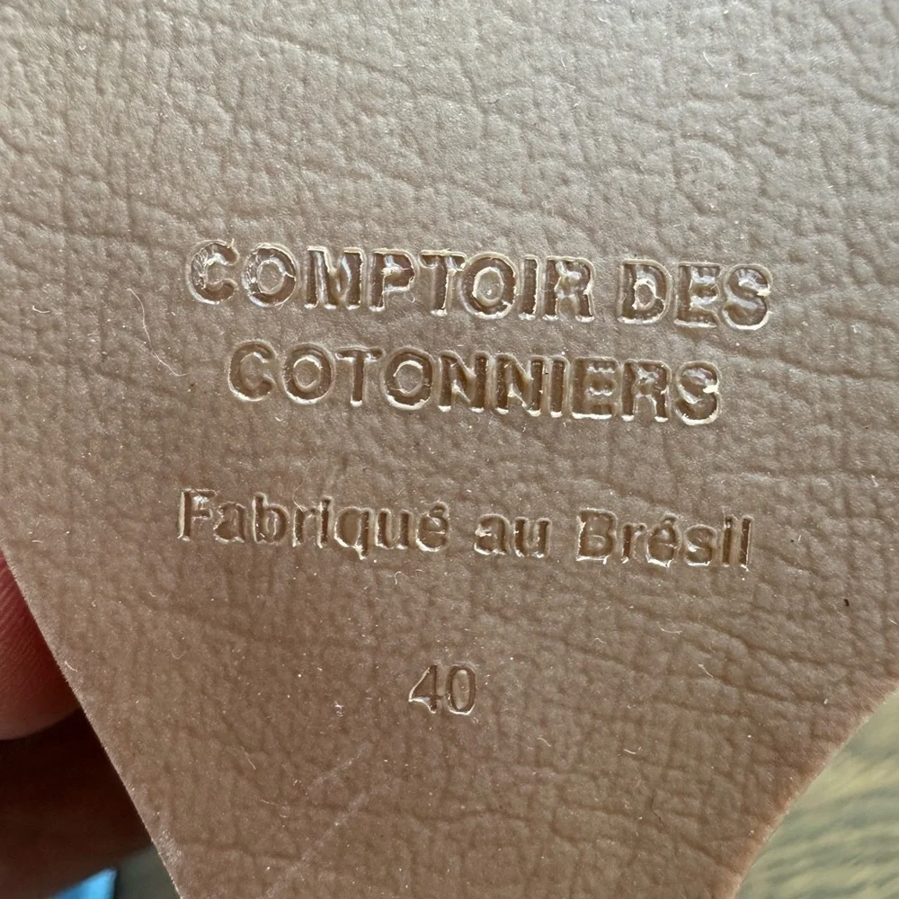 COTTON COUNTER Light Brown Leather Compensated Sandals size 40 US 8 Wedge Sandal